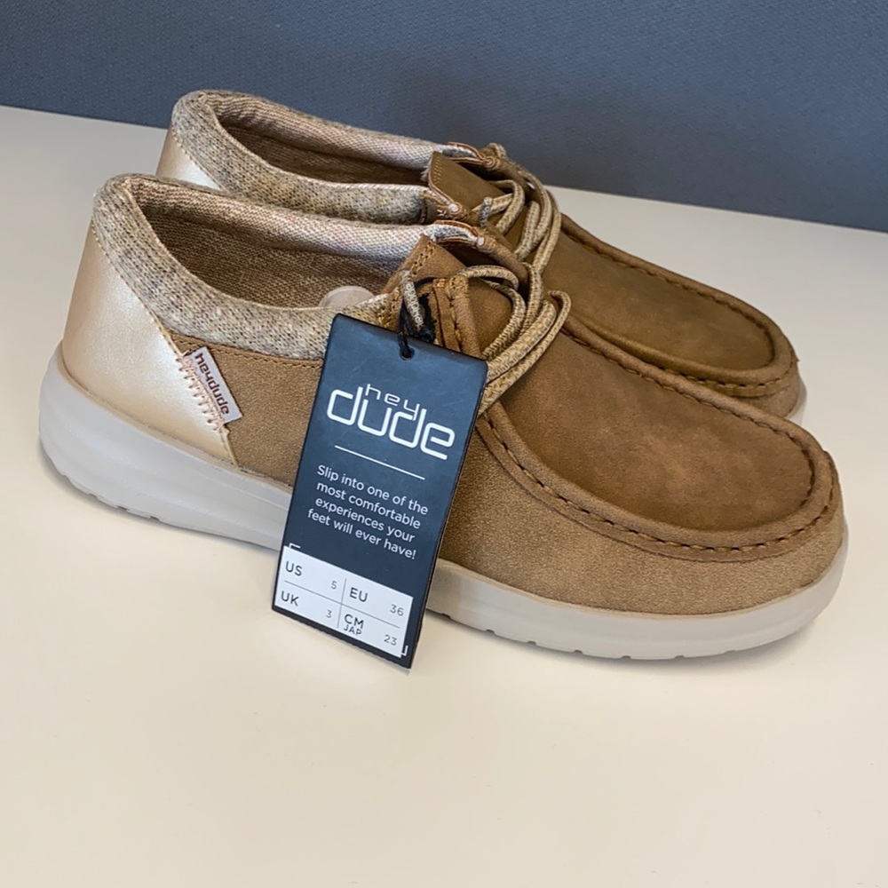 Hey Dude, Polly L, Color: Nut, Size 5